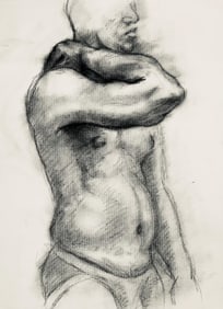 Ian Hornak, Renaissance Male Nude Figure Study, 1963, Original Drawing