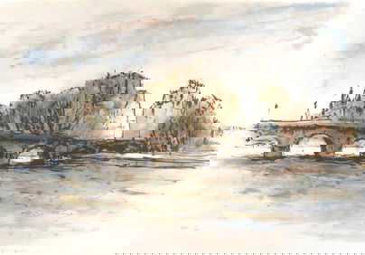 Aime Daniel Steinlen, Le Pont-Neuf, Au Temps de Paris Seine, Limited Edition Lithograph