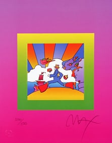 Peter Max, Cosmic Runner on Blends, Hand Signed, Official Limited Edition Lithograph