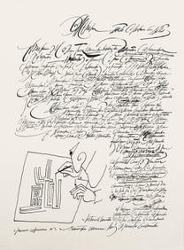 Saul Steinberg, Composition, Derriere le miroir, Limited Edition Lithograph