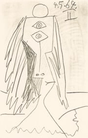 Pablo Picasso, 4.5.64. II (Cramer 148), Le Gout du Bonheur, Limited Edition Mixed Media Lithograph