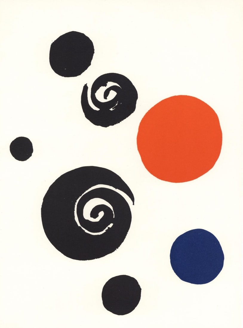 Alexander Calder, Composition, Calder, Musee National d'Art Moderne, Limited Edition Lithograph: Lithograph on velin paper. Paper Size: 12.5 x 9.25 inches. Excellent condition. Inscription: Unsigned and unnumbered, as issued. Notes: From the volume, Calder, 1965. Published and printed by Musee Na