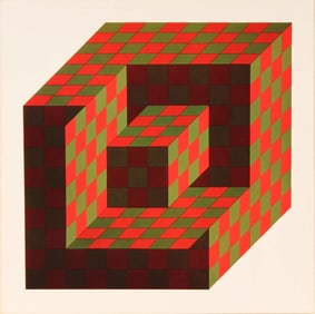 Victor Vasarely, Composition, Hexagone, Limited Edition Heliogravure