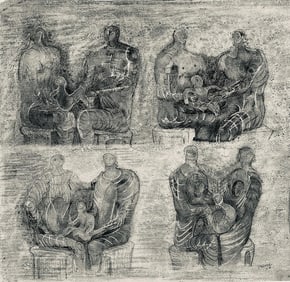 Henry Moore, Studies for Family Group, The Drawings of Henry Moore, Limited Edition Lithograph