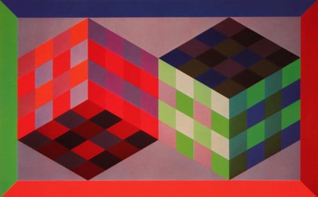 Victor Vasarely, Composition, Hommage a Hexagone, Limited Edition Heliogravure
