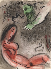 Marc Chagall, Eve incurs God's displeasure (Mourlot 117-46; Cramer 25), Drawings from the Bible,