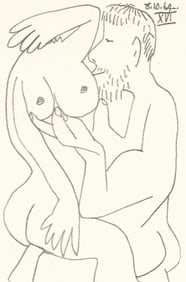 Pablo Picasso, Picasso, 8.10.74 XVI (Cramer 148), Le Gout du Bonheur, Limited Edition Mixed Media