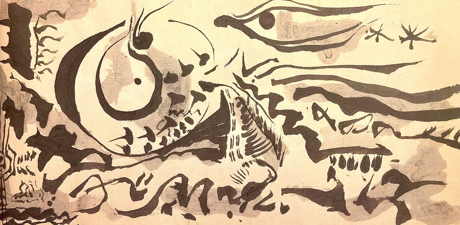 Jackson Pollock, Composition, Jackson Pollock, The Last Sketchbook, Limited Edition Lithograph: Lithograph on velin Mohawk paper. Inscription: unsigned and unnumbered, as issued. Paper Size: 5 x 12 inches. Excellent condition. Notes: From the album, Jackson Pollock, The Last Sketchbook, 1982. Pu