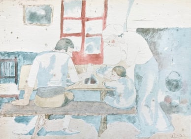 Pablo Picasso, Family at Supper (Orozco 95), Picasso: Fifteen Drawings, Limited Edition Lithograph