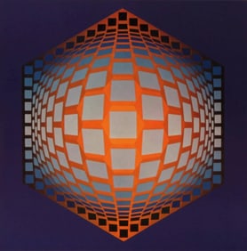 Victor Vasarely, Composition, Hexagone, Limited Edition Heliogravure