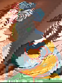 Pablo Picasso, Femme accoudee au drapeau bleu et rouge, Marina Picasso Collection, Official Limited