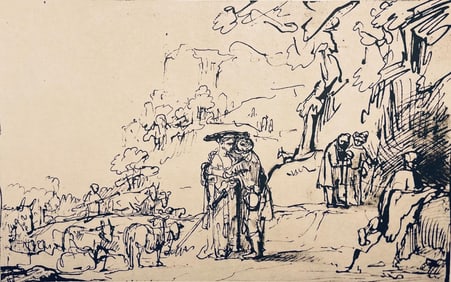 Rembrandt van Rijn, Jacob and Rachel, Drawings from the Bible, Limited Edition Collotype