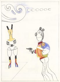Saul Steinberg, Composition, Derriere le miroir, Limited Edition Lithograph