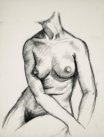 Ian Hornak, Renaissance Female Nude Figure Study, 1963, Original Drawing