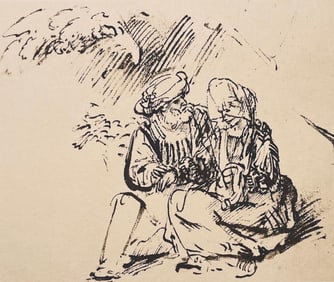 Rembrandt van Rijn, Judah and Tamar, Drawings from the Bible, Limited Edition Collotype