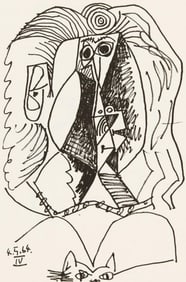 Pablo Picasso, 4.5.64. IV (Cramer 148), Le Gout du Bonheur, Limited Edition Mixed Media Lithograph