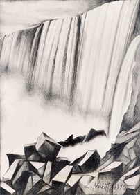 Lowell Nesbitt, Impossible Series (Niagara Falls), Original Drawing