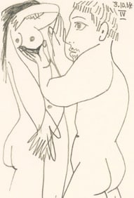 Pablo Picasso, 8.10.64. IV (Cramer 148), Le Gout du Bonheur, Limited Edition Mixed Media Lithograph
