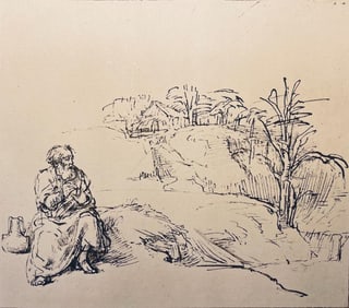 Rembrandt van Rijn, Elijah by the Brook Cherith, Limited Edition Collotype
