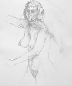 Ian Hornak, Renaissance Female Nude Figure Study, 1963, Original Drawing