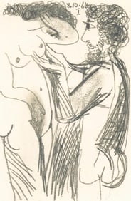 Pablo Picasso, 8.10.64. I (Cramer 148), Le Gout du Bonheur, Limited Edition Mixed Media Lithograph
