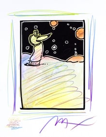 Peter Max, Sage, Black and White Series, Hand Signed, Official Edition Mixed Media