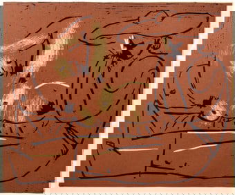 Pablo Picasso, Femme couchee et homme (Orozco 214), Grabados al linoleo, Limited Edition Linocut