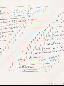 Jean Cocteau, Manuscrit, Souvenirs et portraits d'artistes, Limited Edition Lithograph