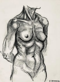 Ian Hornak, Renaissance Female Nude Figure Study, 1963, Original Drawing