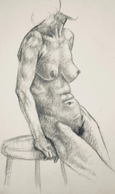 Ian Hornak, Renaissance Female Nude Figure Study, 1963, Original Drawing