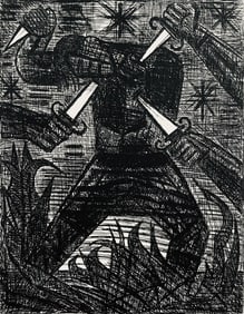 Marcel Gromaire, Assassinat De Banquo, Scene XII, Shakespeare, Macbeth, Eaux-fortes de Gromaire,