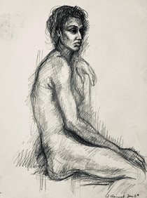 Ian Hornak, Renaissance Female Nude Figure Study, 1963, Original Drawing