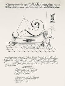 Saul Steinberg, Composition, Derriere le miroir, Limited Edition Lithograph