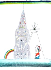 Saul Steinberg, Chrysler Building, New York City, Derriere le miroir, Limited Edition Lithograph