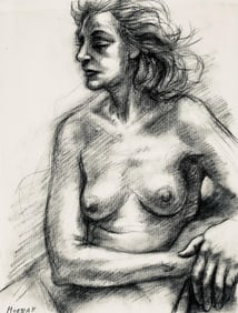 Ian Hornak, Renaissance Female Nude Figure Study, 1963, Original Drawing