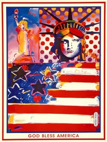 Peter Max, God Bless America, 2001, Hand Signed, Official Edition Offset Lithograph
