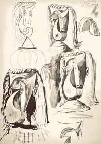 Pablo Picasso, Composition, Carnet de dessins de Picasso, Cahiers d'Art, Limited Edition Lithograph