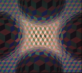 Victor Vasarely, Composition, Hexagone, Limited Edition Heliogravure