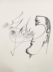 Saul Steinberg, Composition, Derriere le miroir, Limited Edition Lithograph