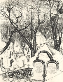 Edouard Goerg, Le Cimetiere du Pere, A La gloire a Paris, Limited Edition Etching