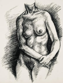 Ian Hornak, Renaissance Female Nude Figure Study, 1963, Original Drawing
