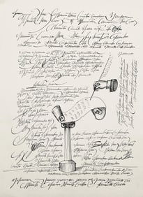 Saul Steinberg, Composition, Derriere le miroir, Limited Edition Lithograph