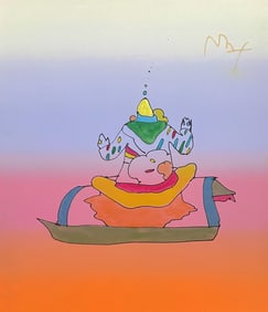 Peter Max, Magic Carpet Ride, Hand Signed, Mixed Media Watercolor and Silkscreen Painting