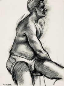 Ian Hornak, Renaissance Male Nude Figure Study, 1963, Original Drawing