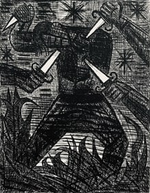 Marcel Gromaire, Assassinat De Banquo, Scene XII, Shakespeare, Macbeth, Eaux-fortes de Gromaire,