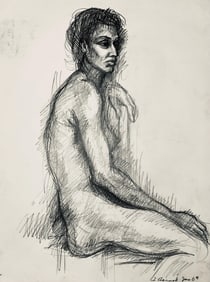 Ian Hornak, Renaissance Female Nude Figure Study, 1963, Original Drawing