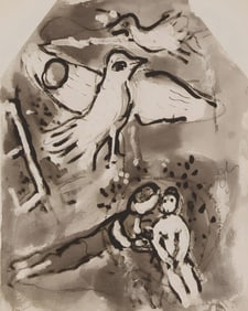Marc Chagall, Composition, Lettres d'hivernage, Limited Edition Lithograph