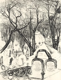 Edouard Goerg, Le Cimetiere du Pere, A La gloire a Paris, Limited Edition Etching