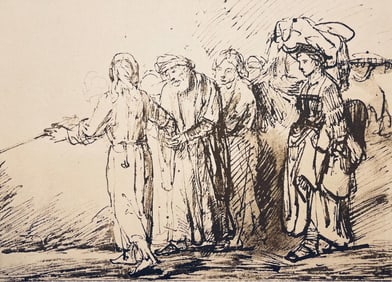 Rembrandt van Rijn, Lot Brought Forth from Sodom, Rembrandt, Drawings from the Bible, Limited