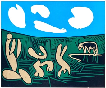 Pablo Picasso, Bacchanale a l'acrobate (Orozco 214), Grabados al linoleo, Limited Edition Linocut